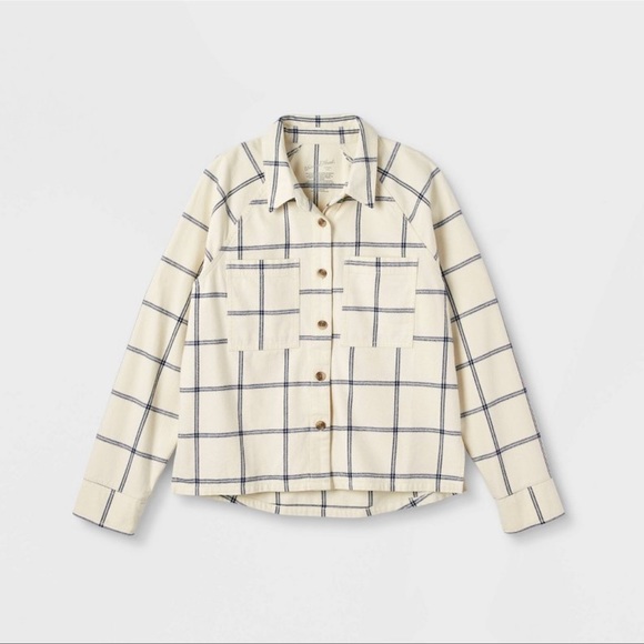 Universal Thread Tops - Women's Long Sleeve Adaptive Flannel Faux Button-Down Hook and Loop Shirt